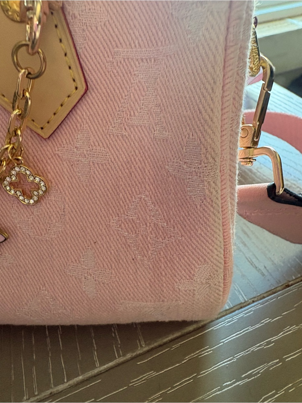 FASHION Pink Denim Satchel 20 with 2 straps and charms - Picture 13 of 16